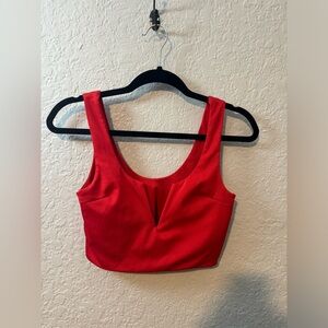 Red V-Neck Party Top, Size Small